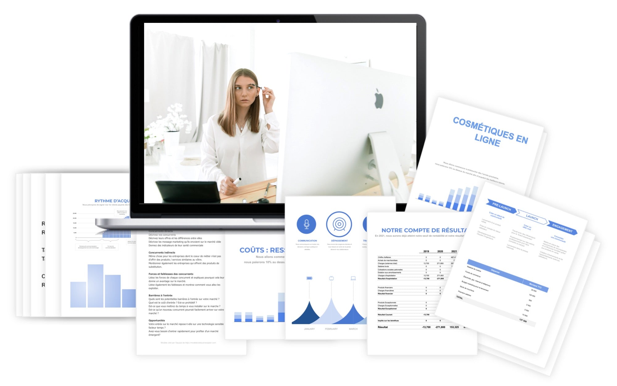 Boutique de Cosmétiques en Ligne Prévisionnel Financier modele