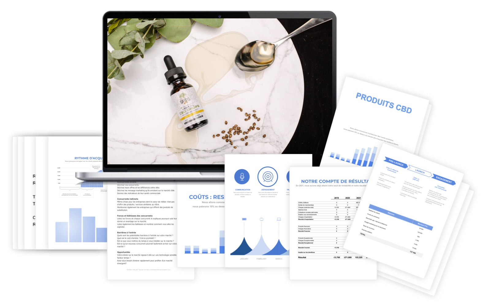 Vente de produits CBD Prévisionnel Financier modele
