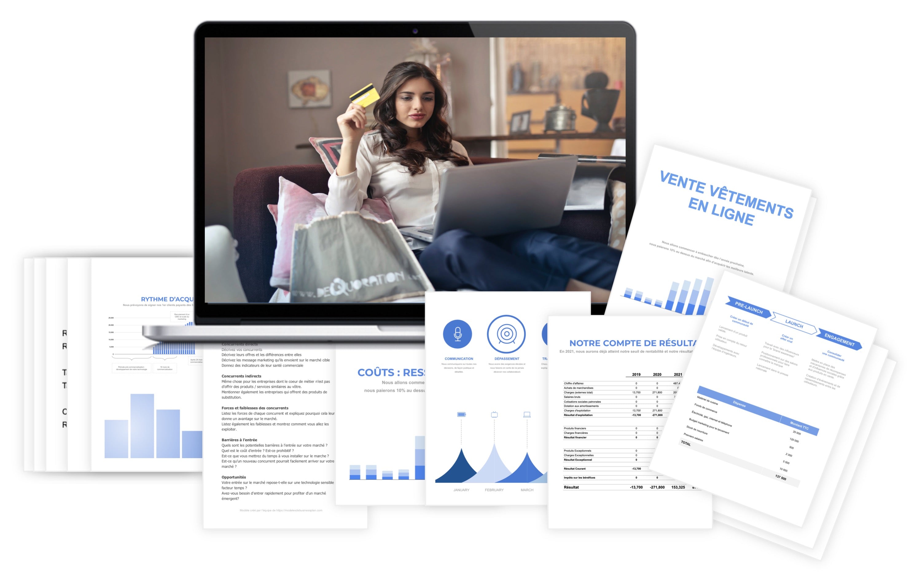 Vente de Vêtements en Ligne Prévisionnel Financier modele