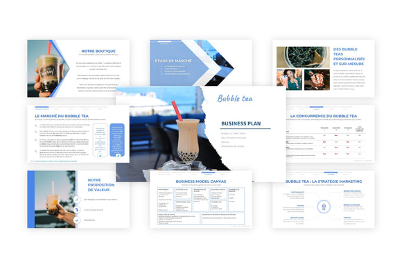 Un exemple gratuit de présentation d'un projet de boutique de bubble tea