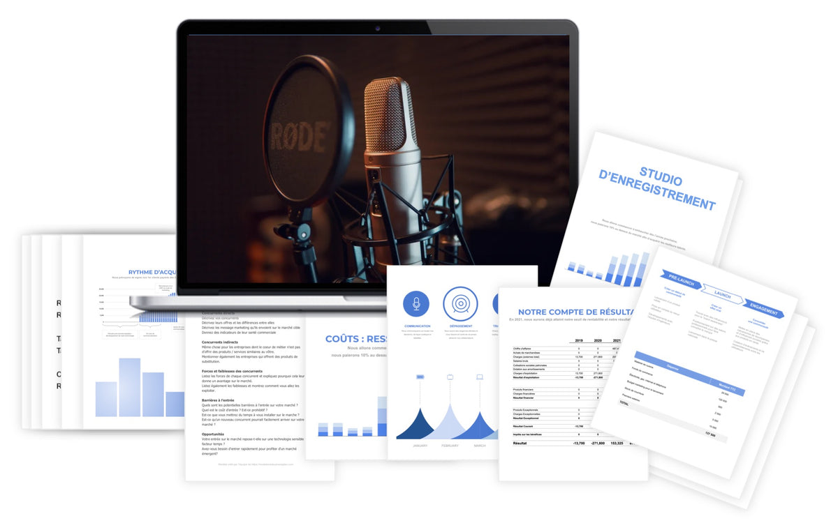 Pr&eacute;visionnel financier Studio d'Enregistrement